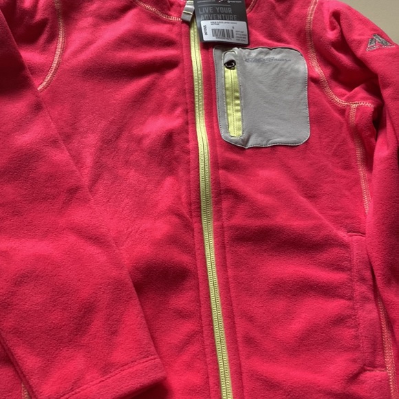 Eddie Bauer Girls Cloud Layer Hoodie Full Zip Hot Pink Fleece First Ascent - Picture 4 of 5
